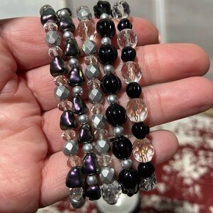 Set of 5 Coordinating, Stretch, Bead Bracelets